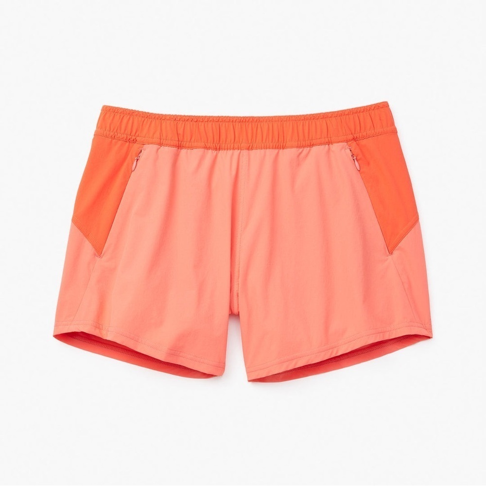 Fair Harbor Corliss Lined Shorts Womens L Pink Coral Running Gym Solid 4" in